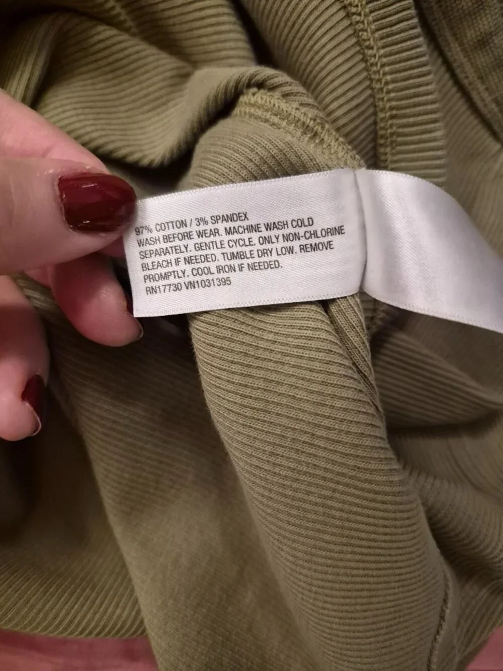 Olive Green Ribbed Tank - Picture 5 of 5